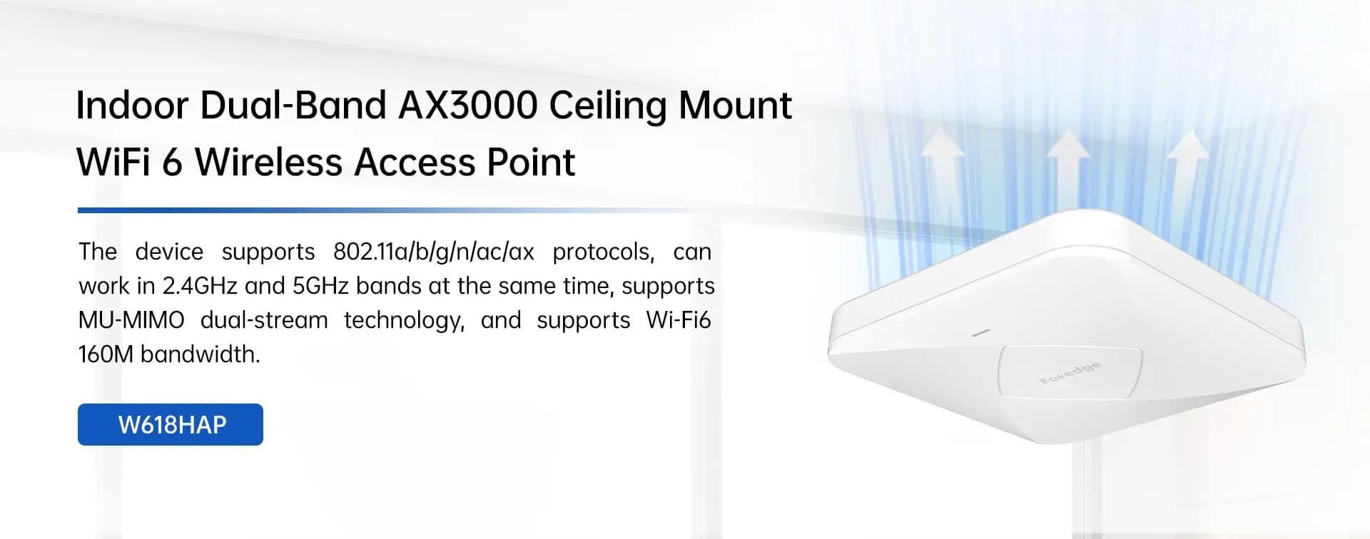 Foredge W618HAP | Indoor Dual-Band AX3000 Ceiling Mount WIFI 6 Wireless Access Point